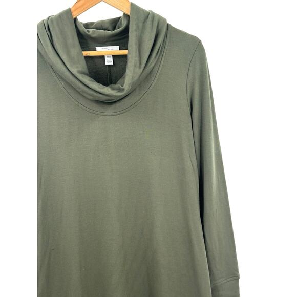 Daily Ritual Supersoft Terry Long-Sleeve Cowl Neck Dress Olive Green Size‎ Small - Picture 7 of 9